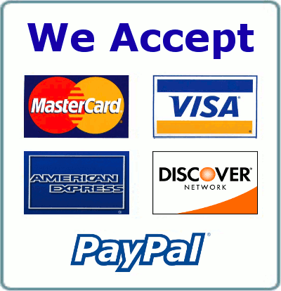 PayPal and All Major Credit/Debit Cards Accepted!